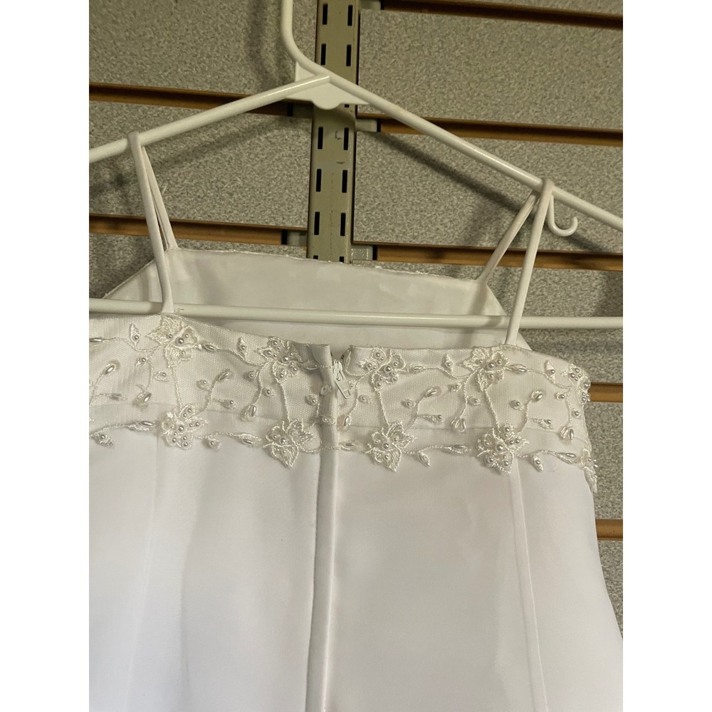 David's‎ Bridal White Flower Girl Dress Size 3 Beaded Formal Party - Picture 5 of 8
